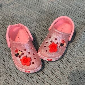 5/$25 8 C Light up Disney crocs  Kids Pink Glitter
